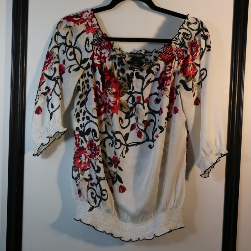 Floral-Print WH-BM Blouse